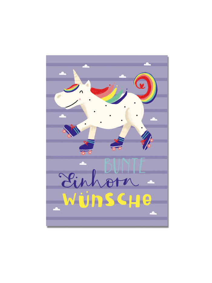 Postkarte "bunte Einhornwünsche"