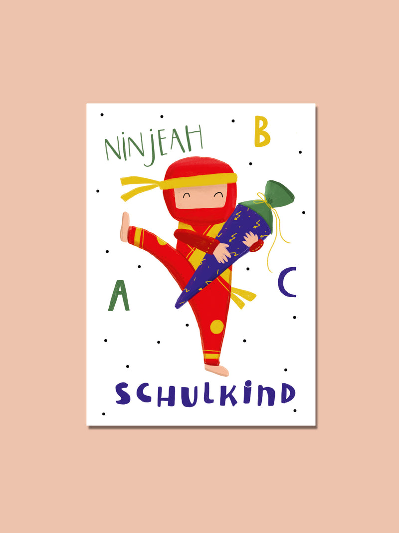 Postkarte "Ninjeah Schulkind"