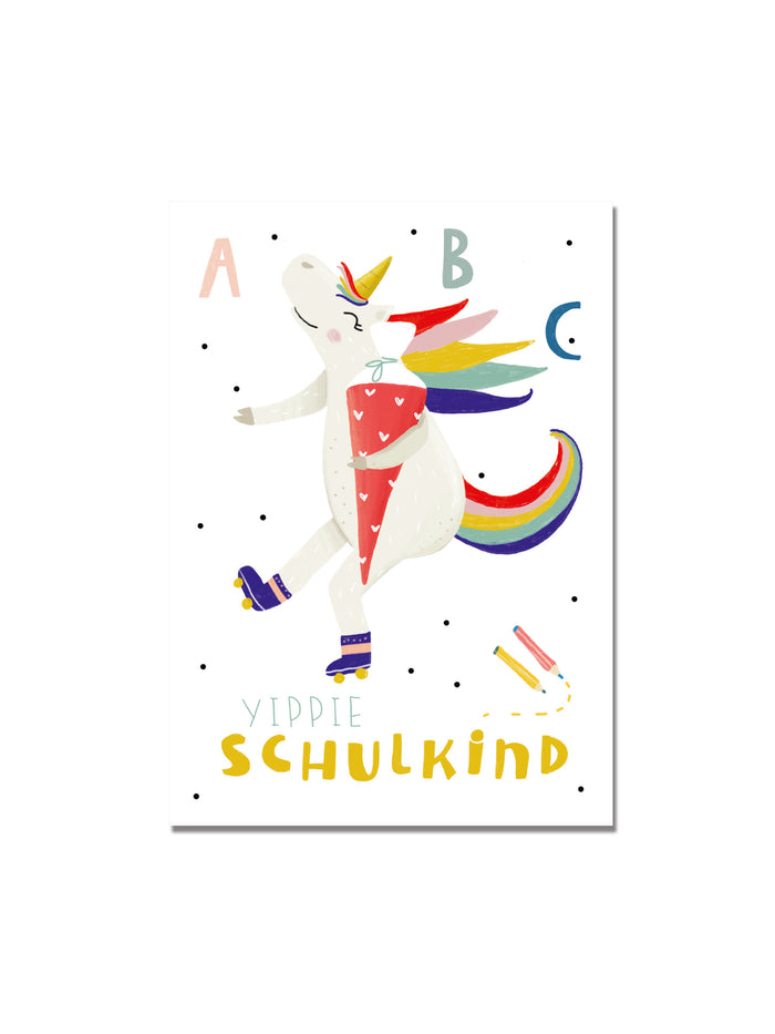 Postkarte "Einhorn Schulkind"