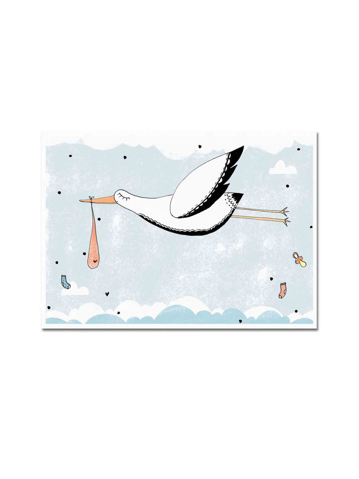Postkarte "kleiner Storch"