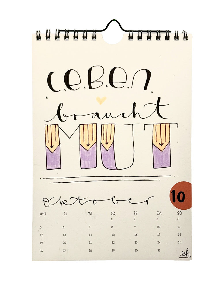 Lettering DIY Wandkalender 2026