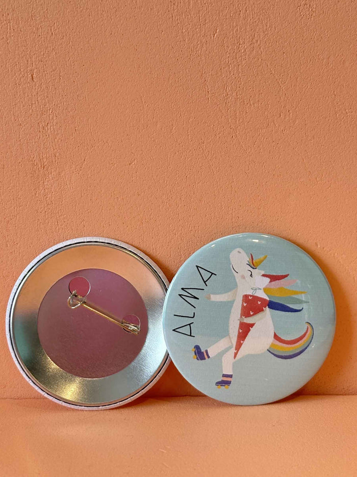 personalisierter Button "Einhorn Schulkind"
