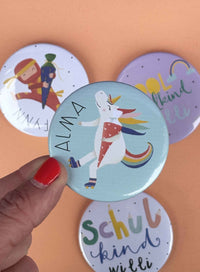 personalisierter Button "Einhorn Schulkind"