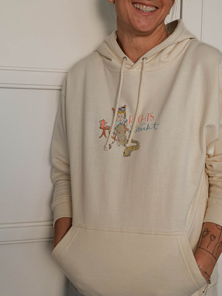 Hoodie "Rechts wird nur gestrickt" Creme