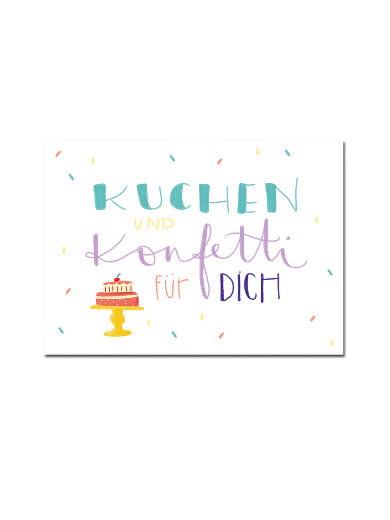 Postkarte "Kuchen und Konfetti"