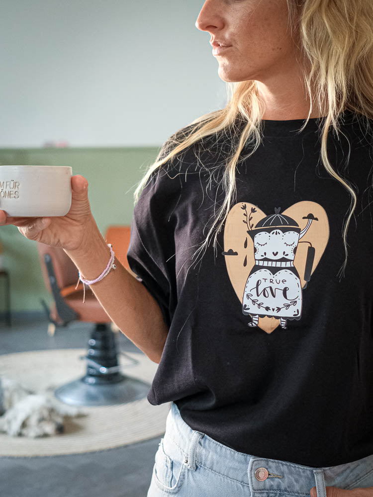 T-Shirt "true love" Schwarz