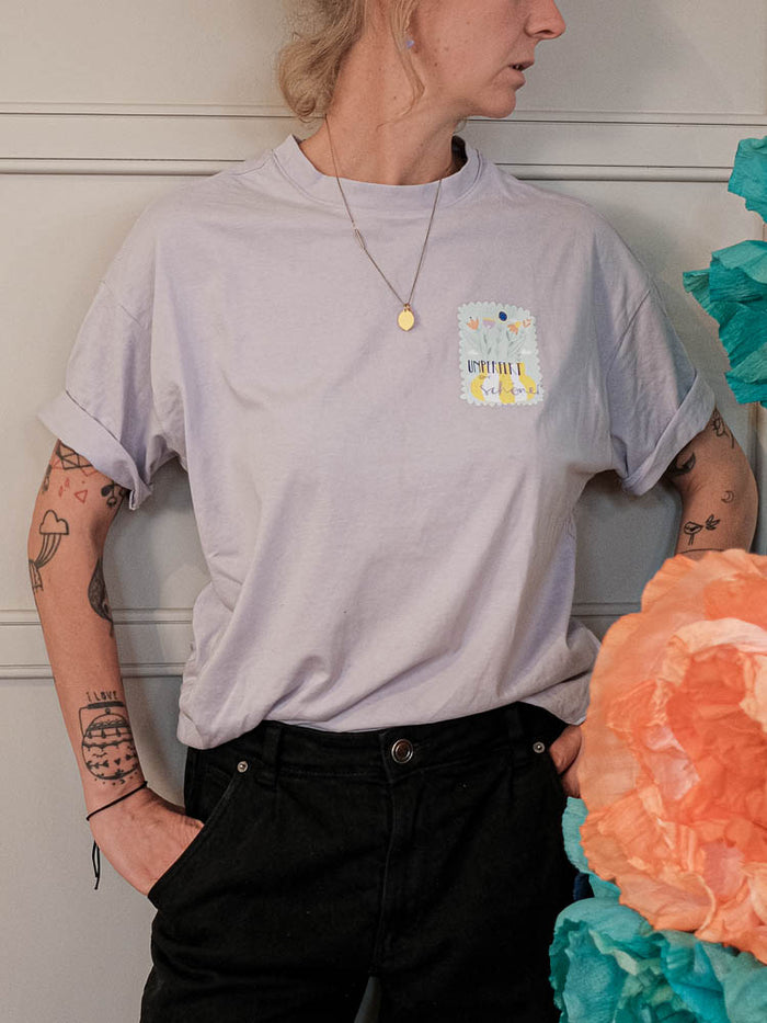 T-Shirt "unperfekt ist eh viel schöner" Flieder