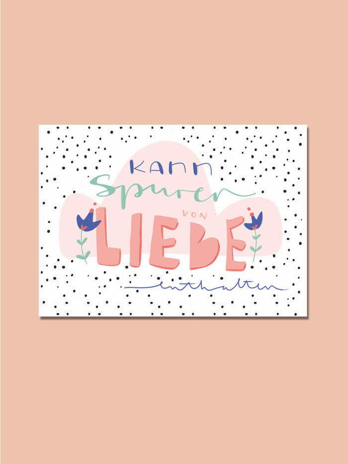 Postkarte "kann Spuren von Liebe enthalten"