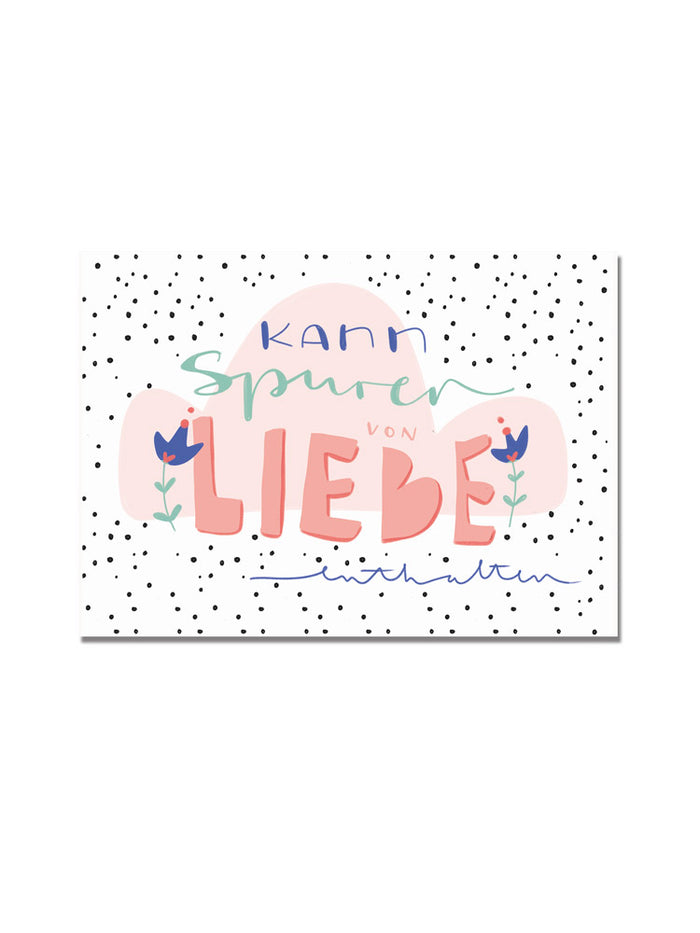 Postkarte "kann Spuren von Liebe enthalten"