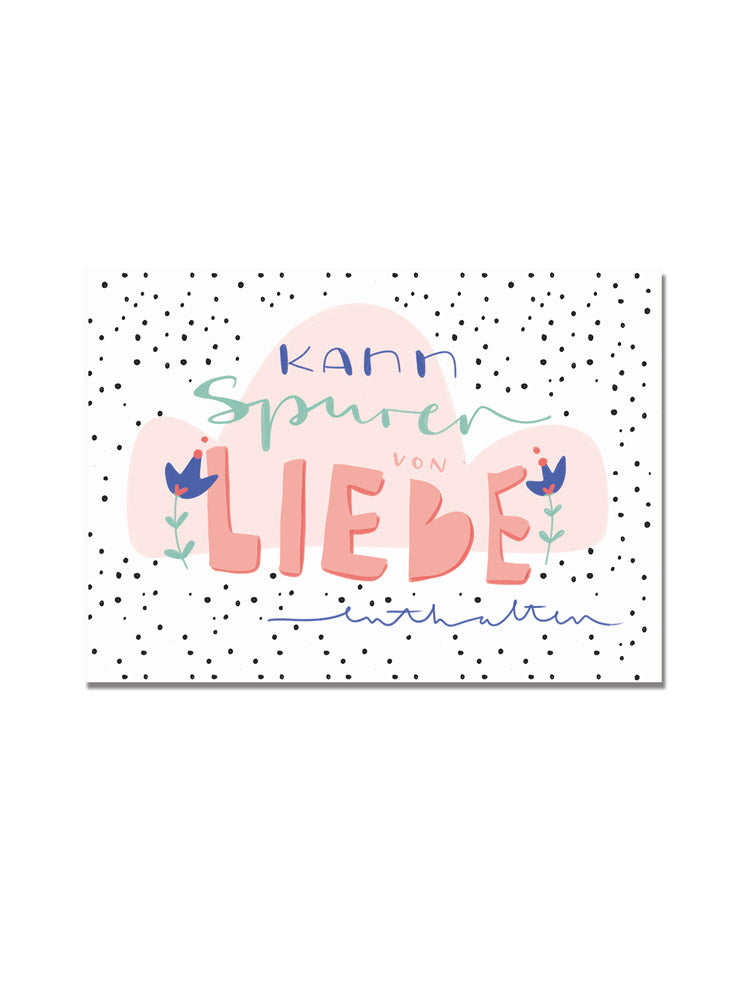 Postkarte "kann Spuren von Liebe enthalten"