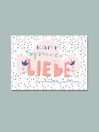 Postkarte "kann Spuren von Liebe enthalten"