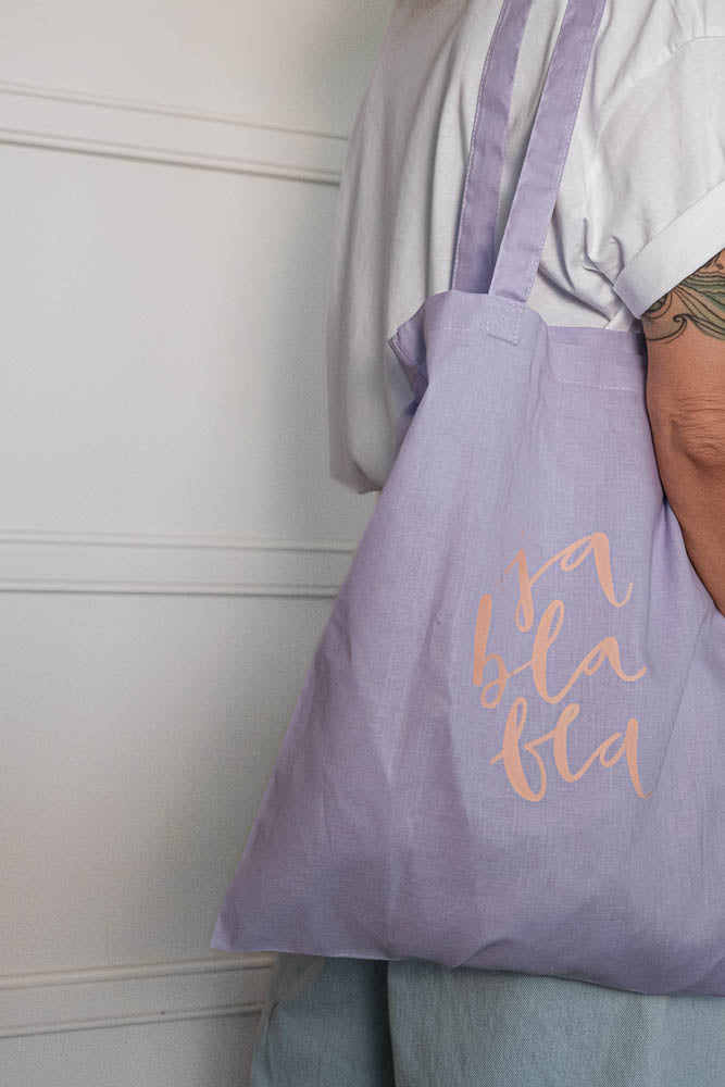 Stofftasche "ja bla bla" Flieder