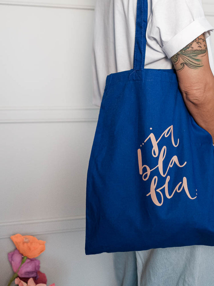 Stofftasche "ja bla bla" Blau