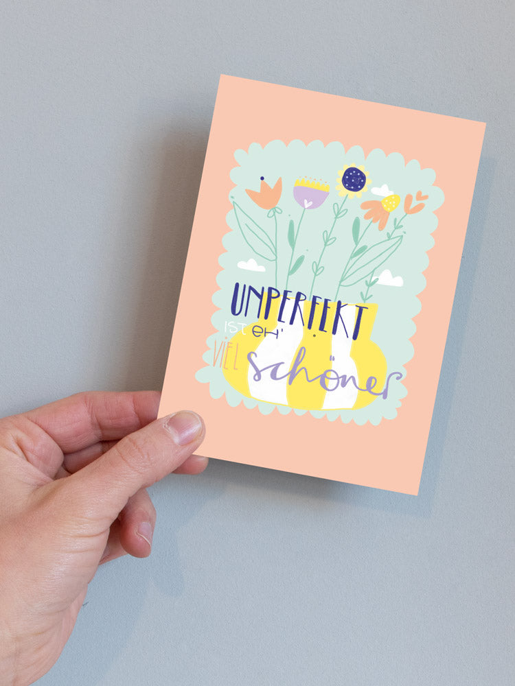Postkarte "unperfekt ist eh viel schöner"