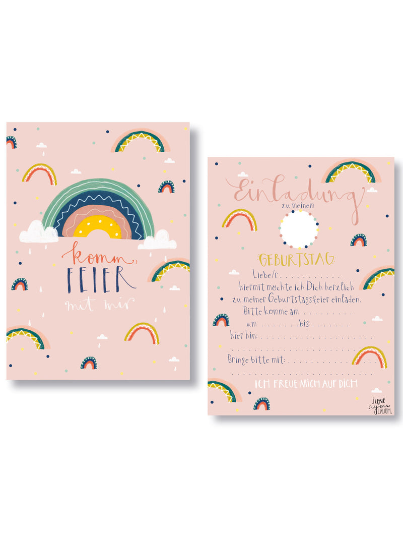 Einladungskarte "Regenbogen" mit Umschlag